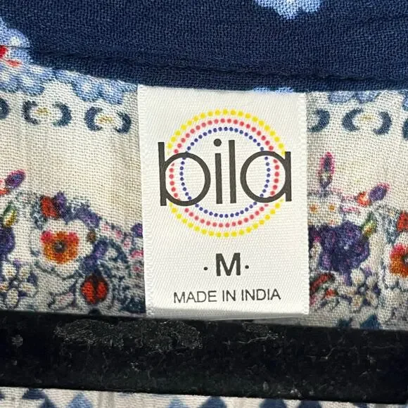 Bila Women Midi Dress Floral Multicolor Boho Rayon Beach Size M Asymmetric Hem - Picture 3 of 12